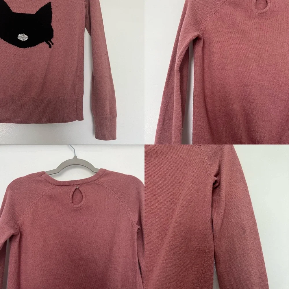 The Children's Place Girls Sweater‎ With Cat Face and sequins Size S 5/6